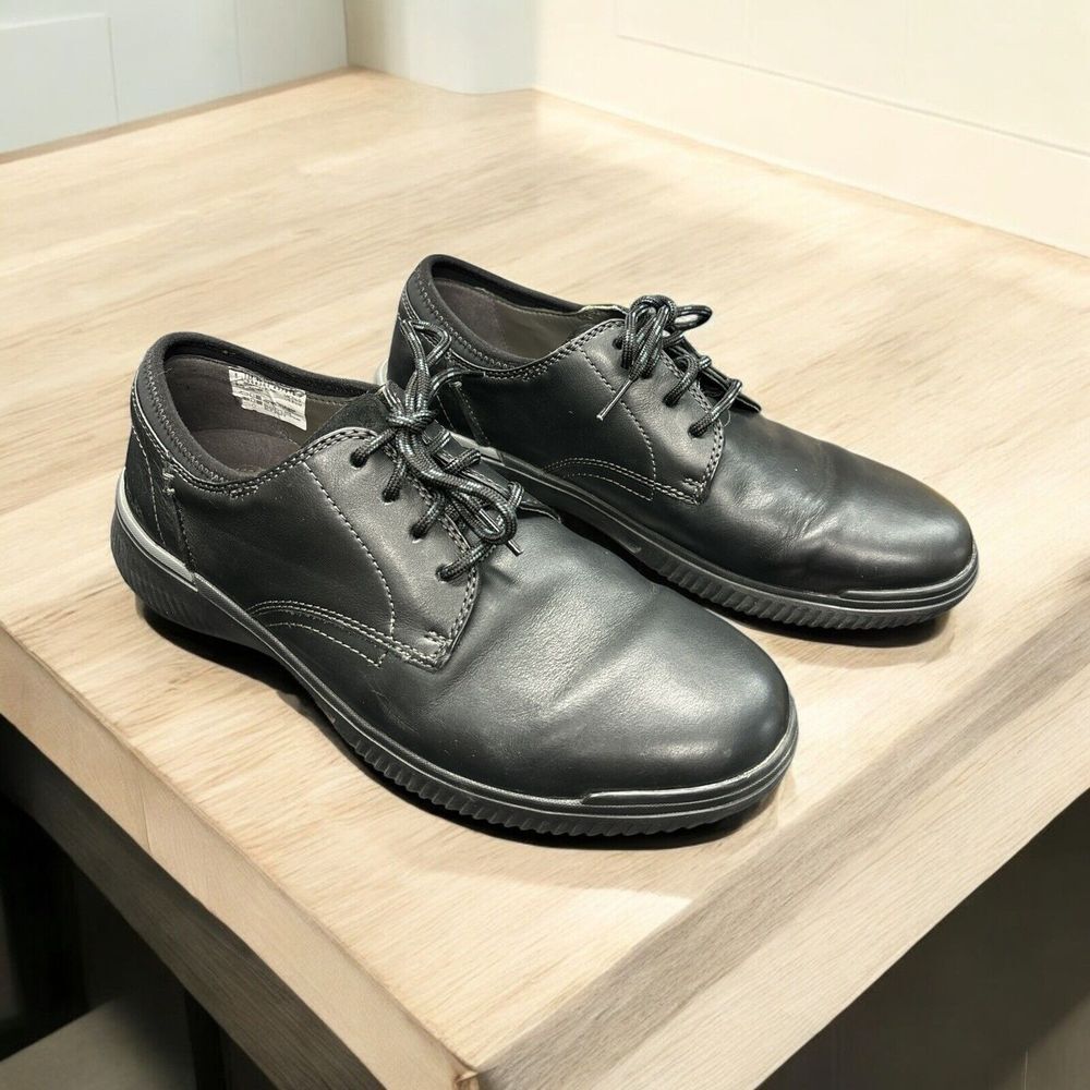 Clarks Mens Donoway Oxford Black Leather Plain Toe Lace Up Comfort US Size 8.5 M